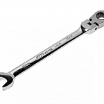 Ключ комбинированный трещоточный, 10мм, CrV, шарнирный, зерк.хром