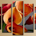 Картина модульная 80*140 m578 5 модулей цветы