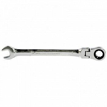 Ключ комбинированный трещоточный, 9 мм, CrV, шарнирный, зерк.хром// Matrix